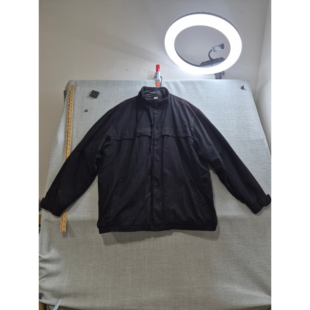 St. John's Bay Windbreaker Jacket Mens 2XLT Black Fleece Lined Mock Neck Winter